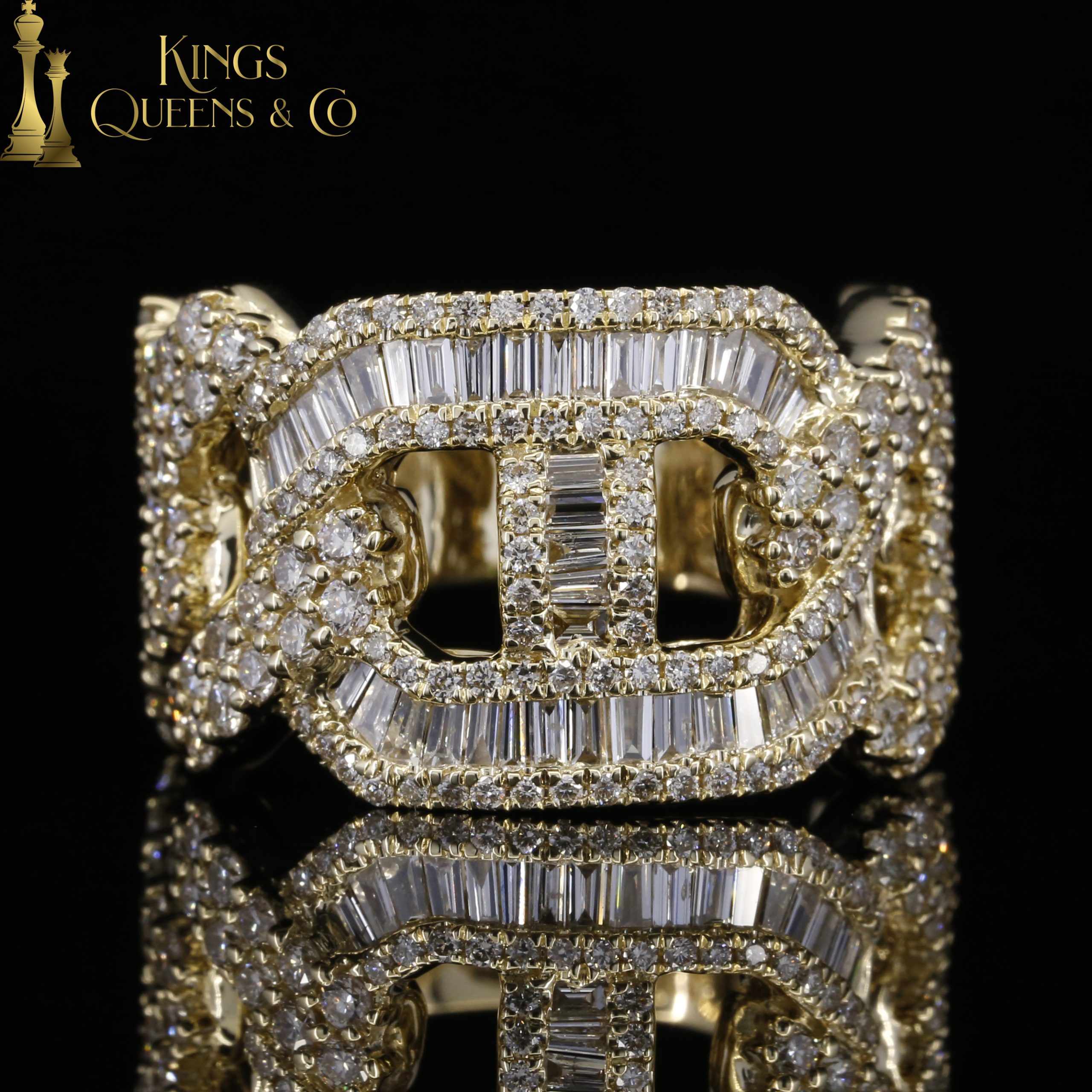 Interlocking Baguette Cuban Ring